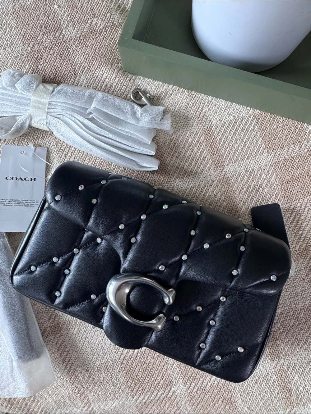 NEW Coach Tabby Crossbody Wristlet With Pillow Quilting And Crystal Rivets